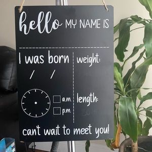 Hello My Name is baby announcement blackboard!!